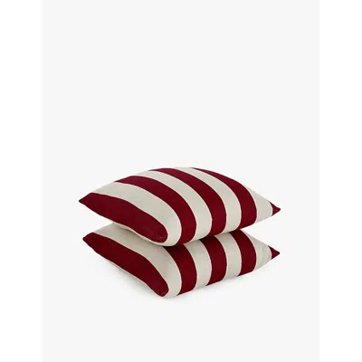 Buchanan Studio Double-cushion Linen Footstool 45cm Ruby
