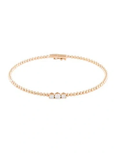 Pre-owned Bucherer 18k Diamond Bead Bangle Bracelet In Multi