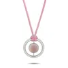Bucherer 18k White Gold 1.11ct Diamond And Rose Quartz Cord Necklace Bu17-103125 In Pink