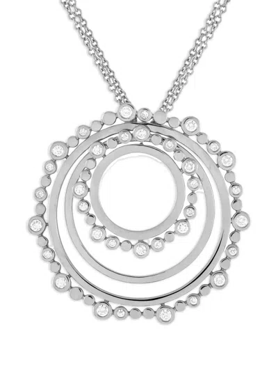 Pre-owned Bucherer 18kt White Gold Diamond Pendant Necklace In Silver