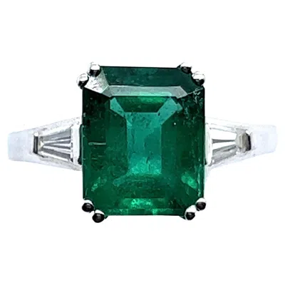 Pre-owned Bucherer 2.45 Carat Emerald And Diamond Ring In 18 Karat White Gold