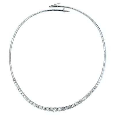 Pre-owned Bucherer Classic Rivière Diamond Necklace In 18k White Gold By