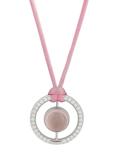 Pre-owned Bucherer Dnu Dupe Skus  18k 1.11 Ct. Tw. Diamond & Rose Quartz Necklace (authentic Pre-loved)