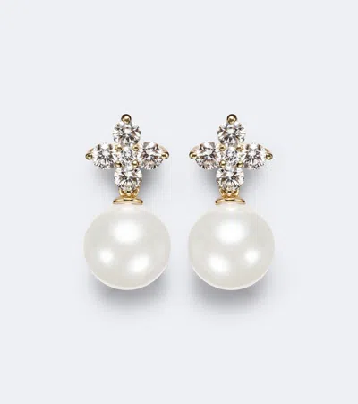 Bucherer Fine Jewellery Bloom 18kt Gold Earrings With Pearls And Diamonds