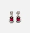 Bucherer Fine Jewellery Classics 18kt White Gold Drop Earrings With Rubies And Diamonds In Silver