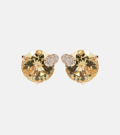 Bucherer Fine Jewellery Peekaboo 18kt Rose Gold Earrings With Beryls And Diamonds