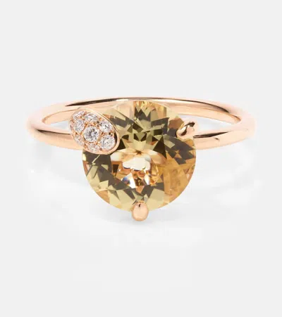 Bucherer Fine Jewellery Peekaboo 18kt Rose Gold Ring With Beryl And Diamonds
