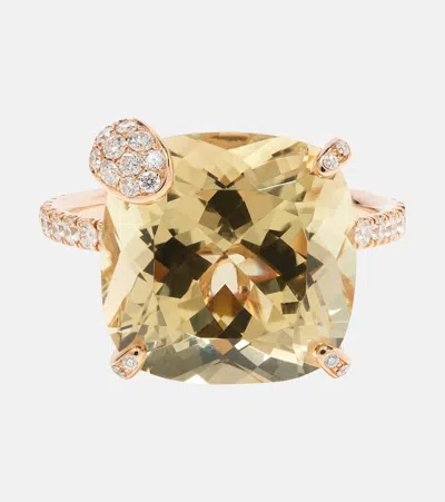 Bucherer Fine Jewellery Peekaboo 18kt Rose Gold Ring With Beryl And Diamonds