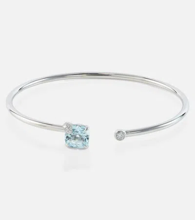 Bucherer Fine Jewellery Peekaboo 18kt White Gold Bracelet With Aquamarine And Diamonds In Blue