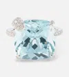 Bucherer Fine Jewellery Peekaboo 18kt White Gold Ring With Aquamarine And Diamonds In Blue