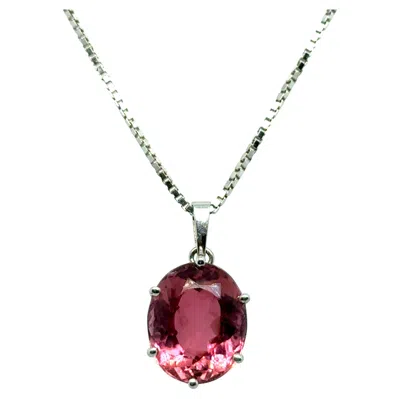 Pre-owned Bucherer Pink Tourmaline Necklace In 18k White Gold By