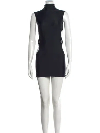 Pre-owned Buci Mock Neck Mini Dress In Black