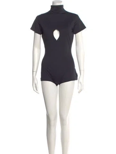 Pre-owned Buci Mock Neck Short Sleeve Bodysuit In Green