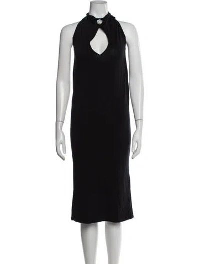 Pre-owned Buci Nyc Halterneck Midi Length Dress In Black