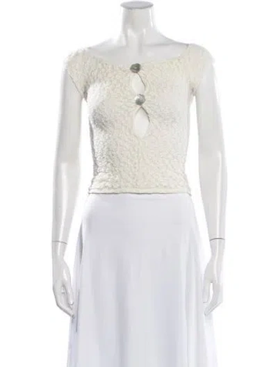 Pre-owned Buci Nyc Off-the-shoulder Short Sleeve Top In Neutrals