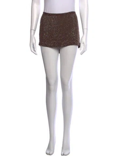 Pre-owned Buci Nyc Silk Mini Skirt In Brown