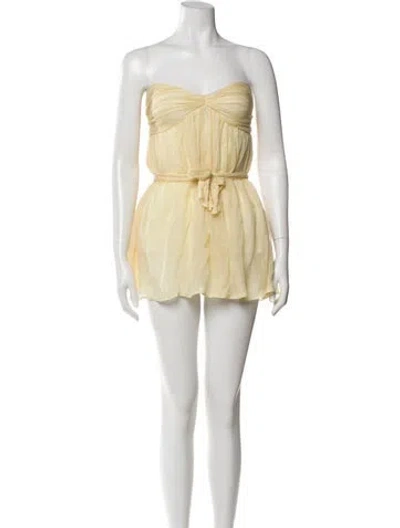 Pre-owned Buci Nyc Silk Strapless Top In Yellow