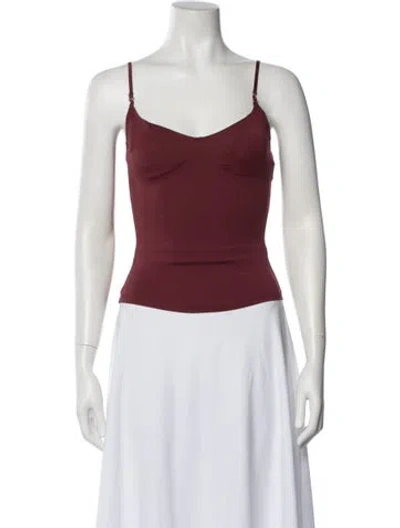 Pre-owned Buci Nyc V-neck Sleeveless Crop Top In Burgundy