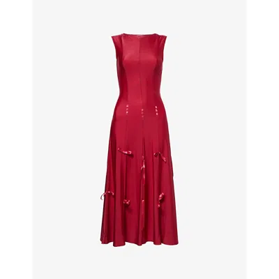 Buci Nyc Womens  Heiress Bow Sleeveless Jersey Midi Dress In Sangria