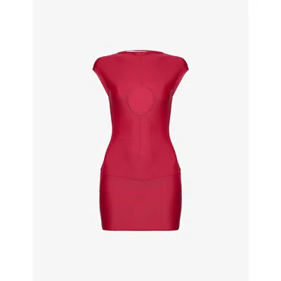 Buci Nyc Womens Cherry Jump Rope Stretch-woven Mini Dress In Red