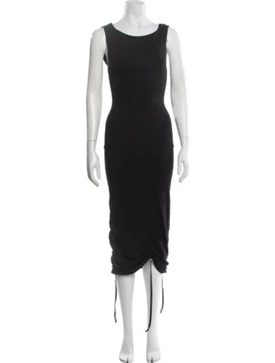 Pre-owned Buci Scoop Neck Midi Length Dress In Black