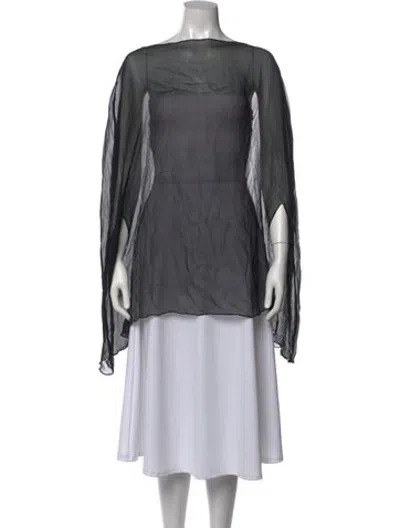 Pre-owned Buci Silk Bateau Neckline Top In Grey