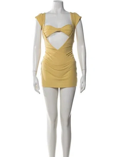 Pre-owned Buci V-neck Short Sleeve Crop Top W/ Tags In Yellow
