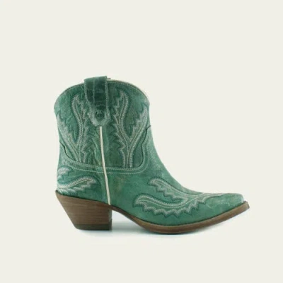 Buck & Brana Eleanor Leather Boots In Green