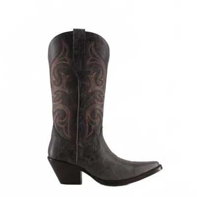 Buck & Brana Tessa Fine Leather Cowgirl Boots In Black