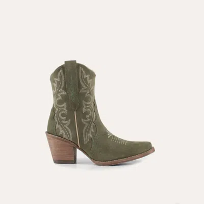 Buck & Brana Women's Brooke Leather Cowgirl Boots In Olive In Green