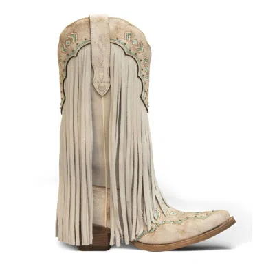 Buck & Brana Women's Franny Leather Cowgirl Boots In White