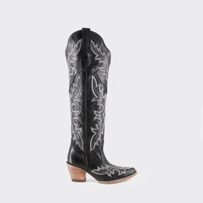 Buck & Brana Women's Julia Leather Cowgirl Boots In Black