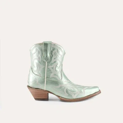 Buck & Brana Women's Regina Leather Cowgirl Boots In Mint In Multi