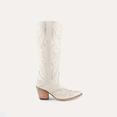 Buck & Brana Women's Samira Leather Cowgirl Boots In White