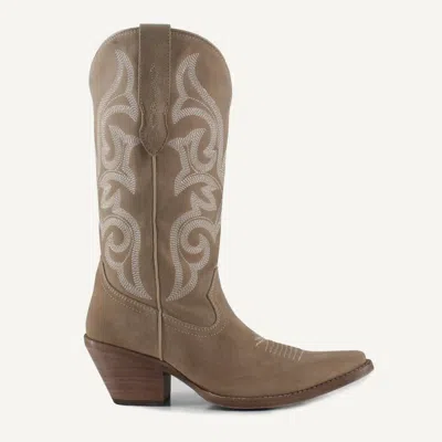 Buck & Brana Women's Tessa Leather Cowgirl Boots In Beige