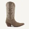 Buck & Brana Women's Tessa Leather Cowgirl Boots In Beige In Grey