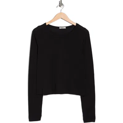 Buck Mason Boxy Long Sleeve Crop T-shirt In Black