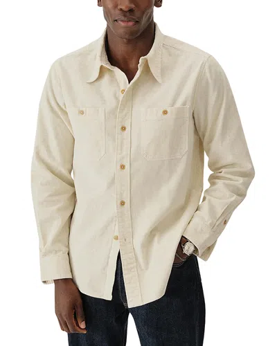 Buck Mason Craftsman Station Cotton Corduroy Classic Fit Button Down Work Shirt In Dried Wheat