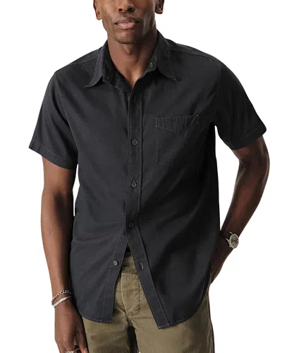 Buck Mason Draped Regular Fit Short Sleeve Twill Shirt In Dress Navy