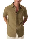 Buck Mason Draped Regular Fit Short Sleeve Twill Shirt In Dried Wheatgrass