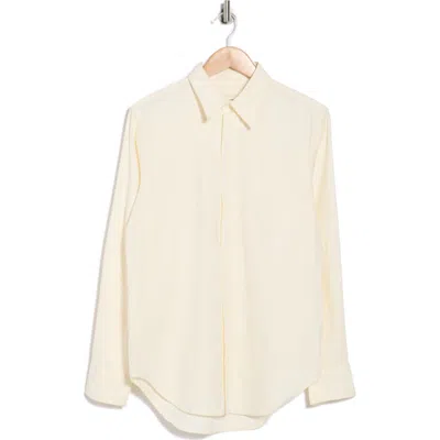 Buck Mason Draped Twill One Pocket Long Sleeve Shirt In White