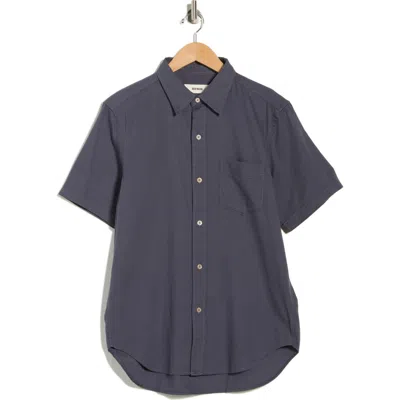 Buck Mason Draped Twill Short Sleeve Button-up Shirt In Gray