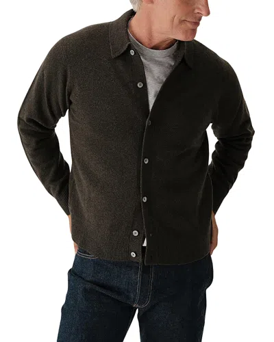 Buck Mason Heritage Wool Collared Cardigan In Dark Loden