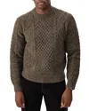 BUCK MASON IRISH DONEGAL CREWNECK CABLE KNIT SWEATER