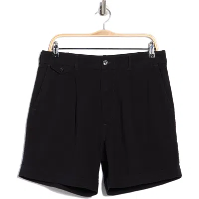 Buck Mason Lightweight Seersucker Cotton Shorts In Black