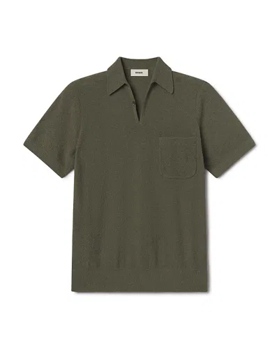 Buck Mason Loop Terry Polo Shirt In Green