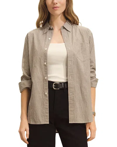 Shop Buck Mason Mainstay Shirt In Carob Board Stripe