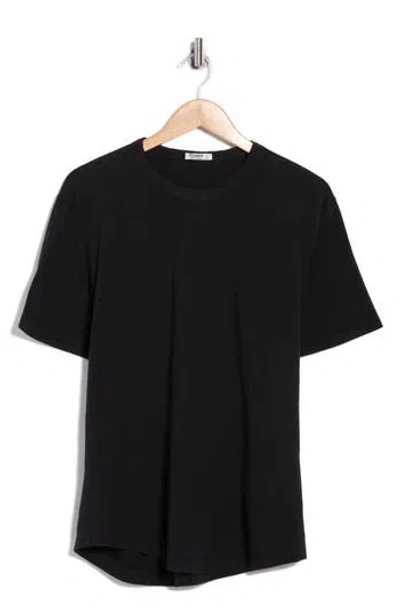 Buck Mason Pima Cotton Slub Curved Hem T-shirt In Black