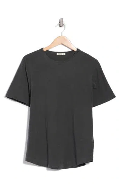 Buck Mason Pima Cotton Slub Curved Hem T-shirt In Black