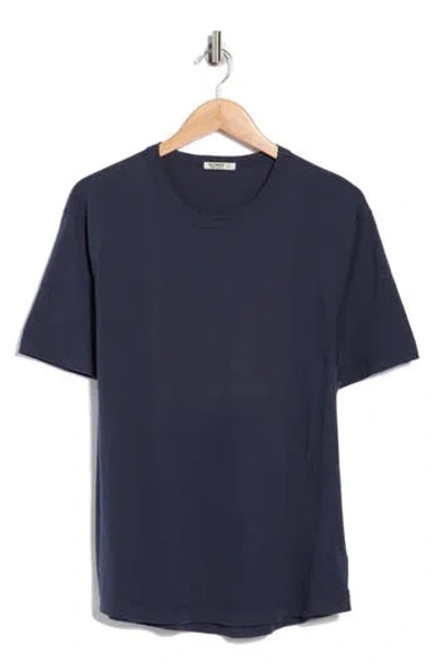 Buck Mason Pima Cotton Slub Curved Hem T-shirt In Blue